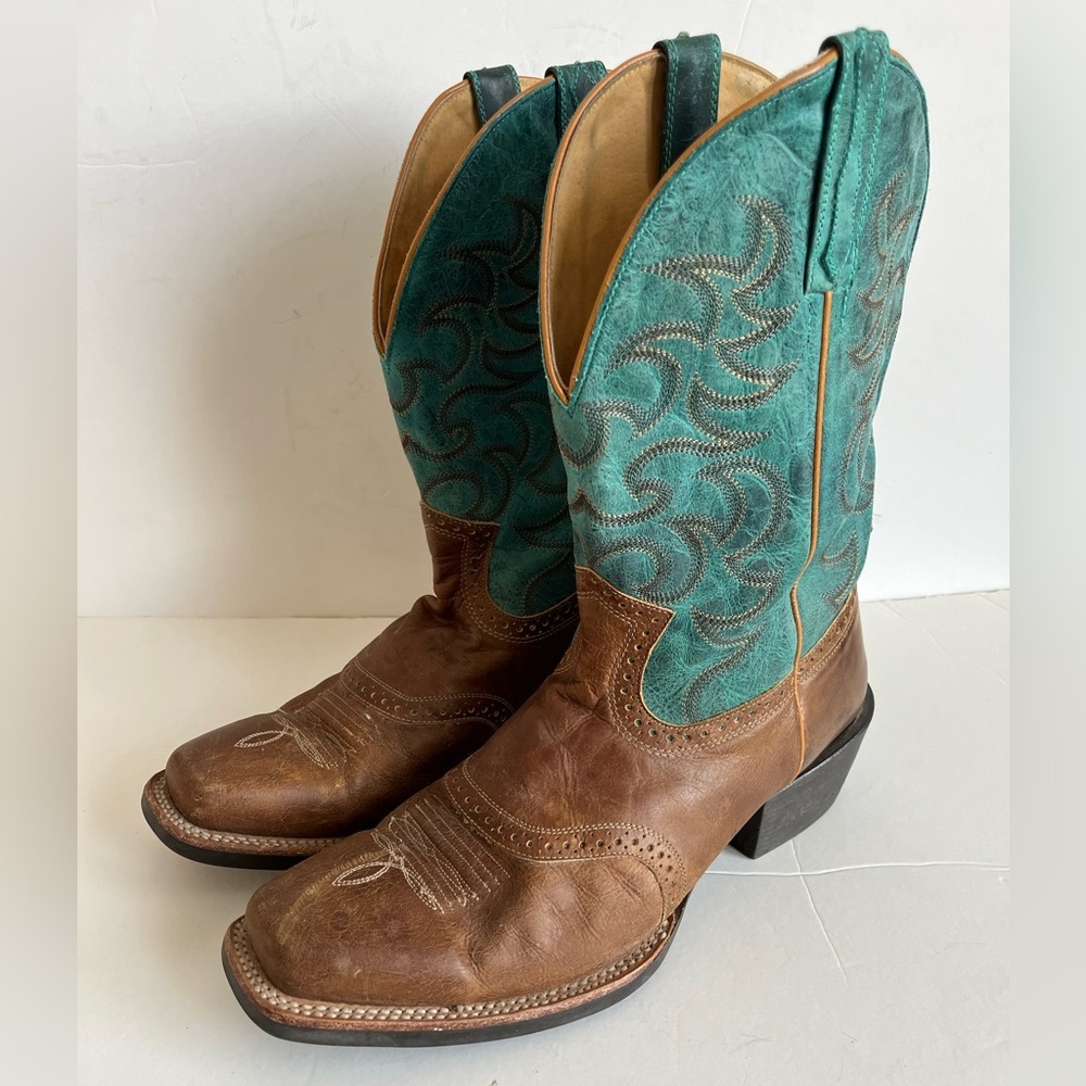 CODY JAMES MEN'S BROWN Teal SQUARE TOE WESTERN Cowboy BOOTS size 12D - Picture 10 of 10